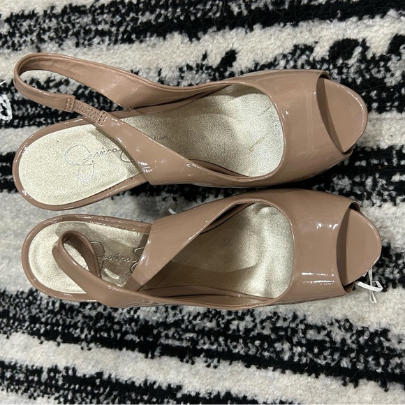 Jessica Simpson Shoes - Jessica Simpson Women's Nude Peep Toe Slingback Heels